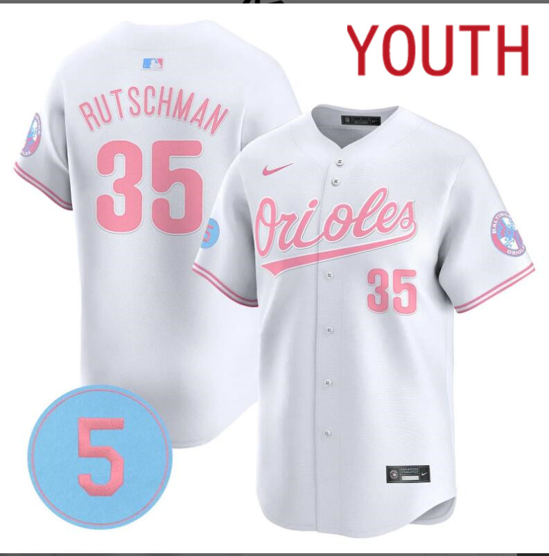 Youth Baltimore Orioles #35 Rutschman white 2024 Nike MLB jersey